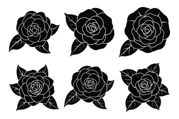 Wall Mural - Rose sets flowers icon vector on White Background ,Vector Art Illustration on white background.