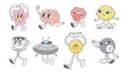 Aufkleber - Funny groovy character creator, mascot parts, whimsical character design