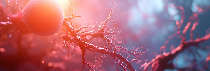 3D render of a red and blue smooth pattern, a brain illustration.