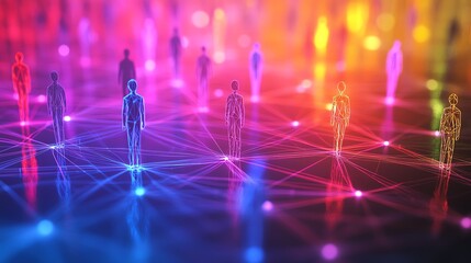 Poster - Interconnected social media figures in a colorful digital network