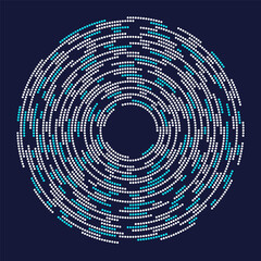 Wall Mural - concentric segments of dotted circles. lines following a circle path. design element. dotted blue an