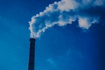 smoke from the chimney of a power plant on a background of blue sky