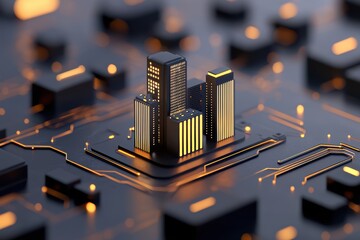 engineer designing an ai-powered metropolis, glowing ar buildings emerging from a futuristic worksta