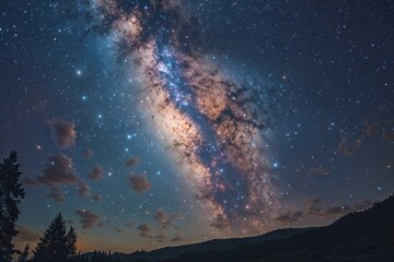 Wall Mural - surreal cosmic view of the milky way galaxy with twinkling stars in a celestial night scene