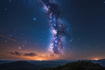 Wall Mural - panoramic view of the milky way galaxy with stars against a night sky background