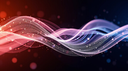 Rendering 3d wave dynamic background dots green futuristic flow technology abstract datum innovation sound illustration business digital music dot texture.