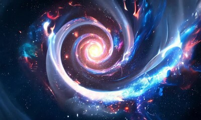 Wall Mural - abstract galaxy with spiral arms and colorful stars, cosmic background image