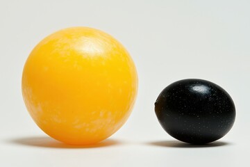 Aufkleber - Contrasting Spheres Two Balls Yellow and Black Object Simplicity Minimalism Studio Shot Light Shadow