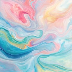 Aufkleber - Elegant liquid artwork featuring gentle gradients and marbled texture blending pastel colors in soft hues
