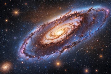 Wall Mural - stunning stippling artwork of spiral galaxy and vibrant nebula in cosmic landscape