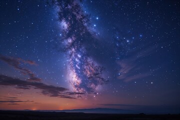 Wall Mural - Twilight Horizon Glowing Stars in a Deep Velvet Sky