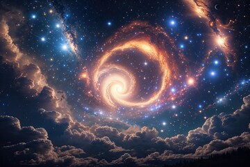 Wall Mural - explore the cosmic wonders of the universe with stunning nightscapes of glowing stars and celestial 