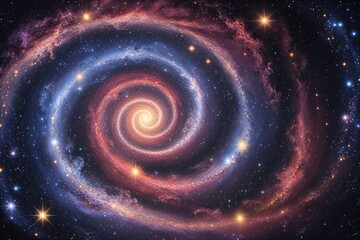 Wall Mural - whimsical galactic art featuring stippling nebula and radiant stars