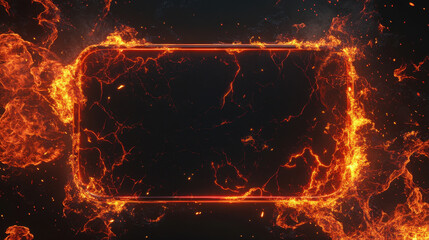 Wall Mural - fiery abstract background with glowing lava like edges and dark center, perfect for digital art or g