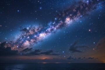 breathtaking galaxy perspective featuring starlight and stunning navy landscape
