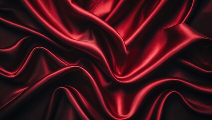 Aufkleber - Red silk or satin luxury textile texture that can serve as an abstract background. Aerial view.