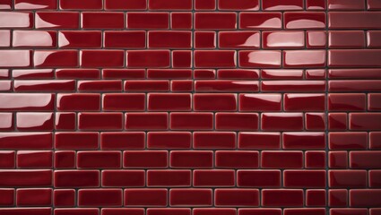 Poster - Background of red ceramic tile. Vintage ceramic tiles in red for decorating the kitchen or bathroom.