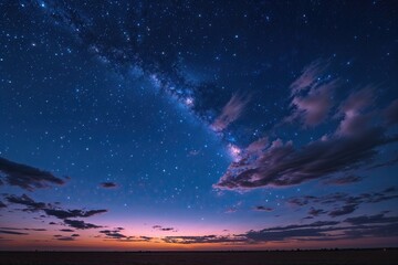 Wall Mural - Twilight Skyline with Sparkling Stars in a Rich Velvet Night Sky