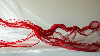 Red mesh draped over a simple background