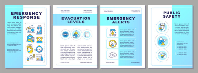 Wall Mural - emergency response blue brochure template. dealing with unexpected dangerous accidents. leaflet desi