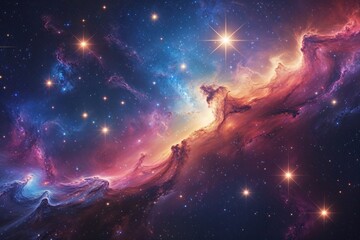 Wall Mural - colorful abstract nebula galaxy background with bright stars and cosmic elements