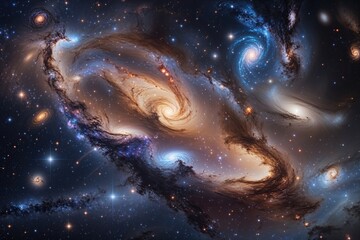 Wall Mural - stunning starfield with swirling galaxies and bright cosmic clouds in the universe