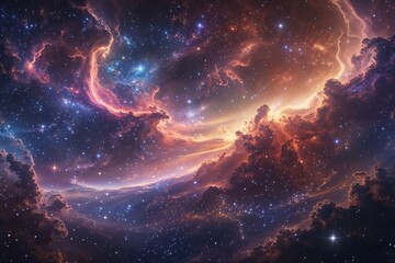 Wall Mural - stunning galactic landscape featuring colorful nebula and twinkling stardust in a magical celestial 