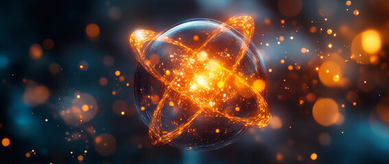 Aufkleber - Visual representation highlights the principles of quantum computing, focusing on qubit superposition and entanglement within a vibrant, dynamic backdrop.