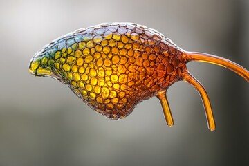 Fototapete - Nature's intricate glass-like structure illuminated by soft light in a blurred outdoor setting