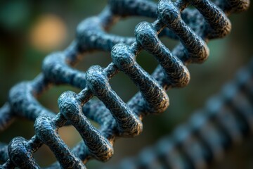 Poster - Intricate close-up of a unique textured structure showcasing flexible design and deep blue color under natural lighting
