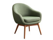 © Khmel - Stylish green chair with wooden legs for modern interiors on a transparent background, cut out