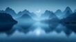 © Thares2020 - Tranquil Lakeside Panorama Under Crescent Moon and Majestic Mountain Silhouettes