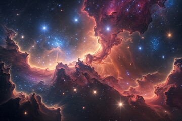 Wall Mural - Stunning Cosmic Scene Showcasing Colorful Nebula and Bright Stars