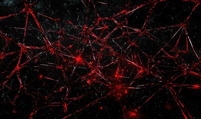 Intricate, red web against a dark background, creating a complex network with subtle lighting, hinting at connectivity
