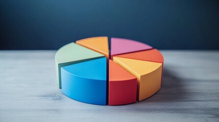 Leinwandbilder - A dynamic D pie chart with swirling segments, creating an engaging visual that represents changing market conditions and real-time data analysis.
