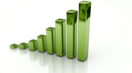 Fototapete - A high-contrast D bar chart illustrating revenue growth, with sharp edges and a glossy finish, drawing attention to the financial performance over time.
