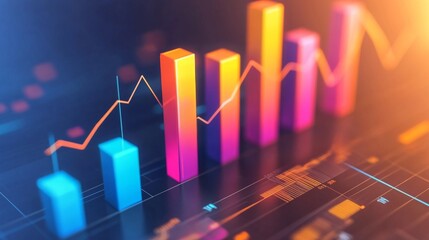Poster - A modern bar graph displaying quarterly revenue growth, with vibrant bars and an elegant layout, symbolizing success in business finance.