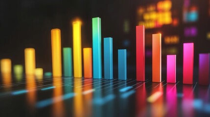 Aufkleber - A professional D bar chart with a clean layout, showcasing different financial metrics in distinct colors, complemented by light effects to enhance its visual appeal.
