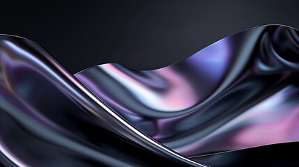 Wall Mural - a surreal abstract background featuring luminous iridescent waves flowing across a dark backdrop, fl