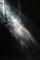 Canvas Print - ethereal light stream illuminates dust particles creating a celestial effect in a darkened room wind