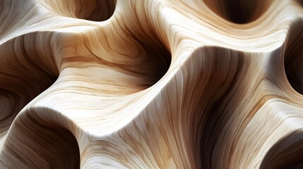 Aufkleber - Smooth wooden surface creating abstract shapes with flowing lines and curves