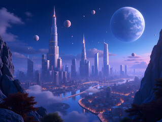 Wall Mural - universe galaxy world astronomy day space sci-fi technology sense abstract background