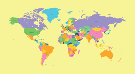 Naklejka na meble A brightly designed infographic of the world map