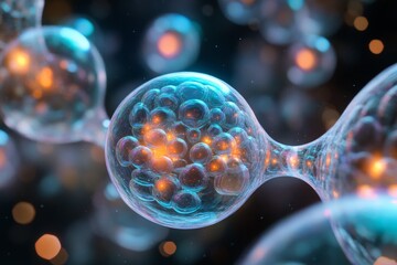 Poster - Intricate molecular structures highlighting the beauty of scientific discovery in a vibrant, abstract manner