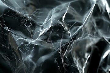 Abstract Dark Background with Delicate White Spiderweb Texture