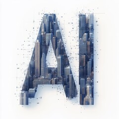 Leinwandbilder - AI-Shaped Cityscape: A Conceptual Representation of Artificial Intelligence Shaping Urban Development with Data Connections.