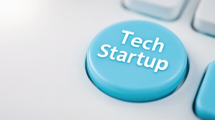 Tech Startup Button A Close Up Image of a Blue Button on a Keyboard