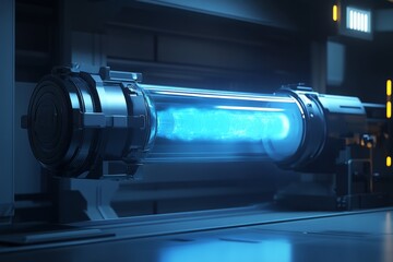 Fototapete - High-tech energy core glowing in futuristic laboratory setting with advanced machinery and sleek design
