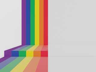 Wall Mural - 3d white and rainbow colors background.