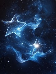 Wall Mural - celestial dance two luminous stars amidst cosmic dust and sparkling constellations in deep space